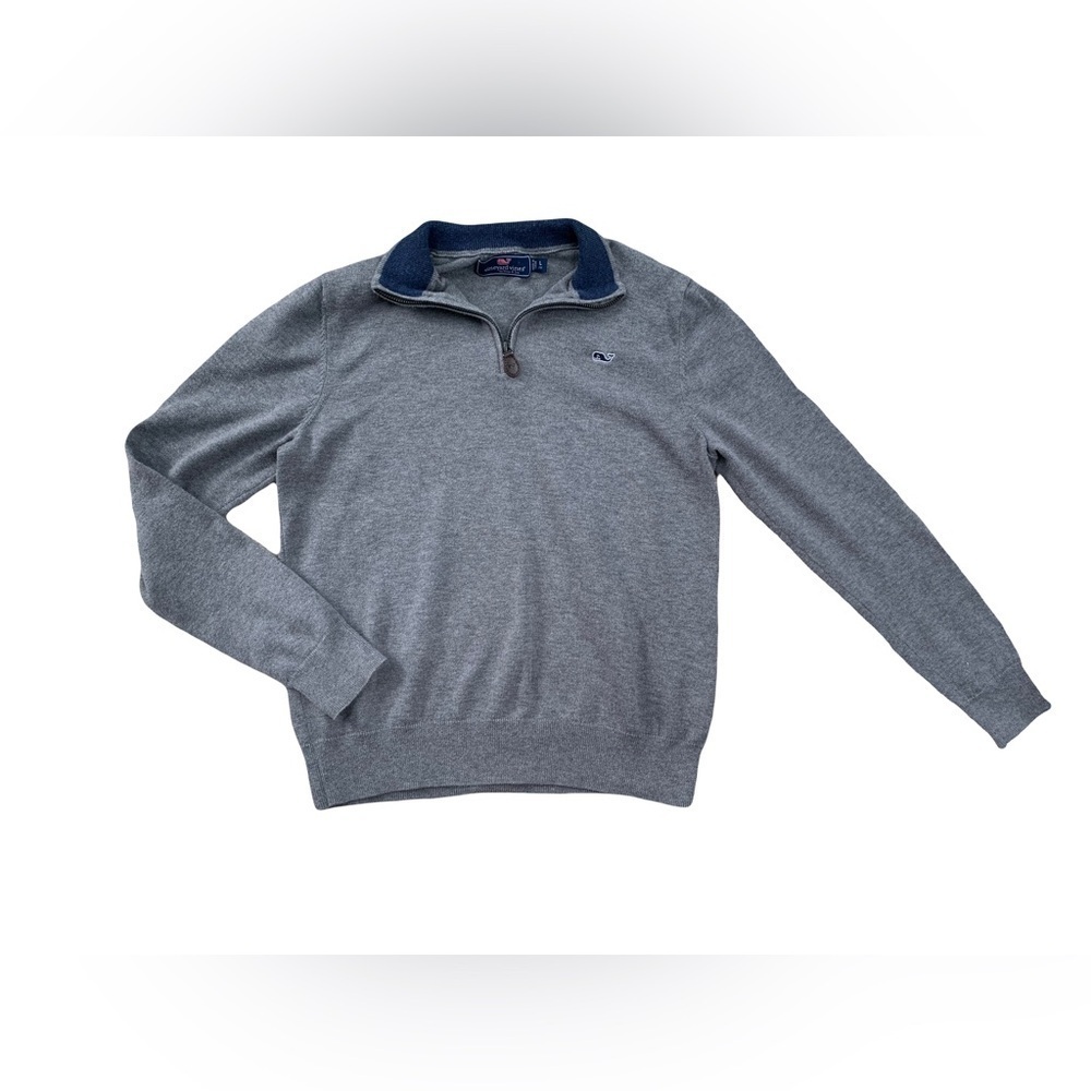 Vineyard Vines Size L, 16, Grey Quarter Zip Pullover Sweater